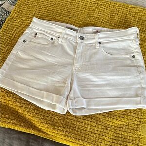 AG white denim shorts